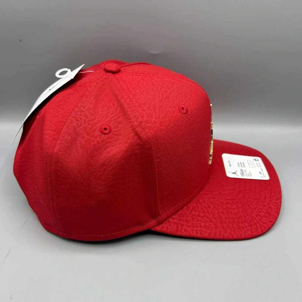 Air Jordan Hat Men Red Gold Logo Jumpman Nike Pro Snap Back Cap New